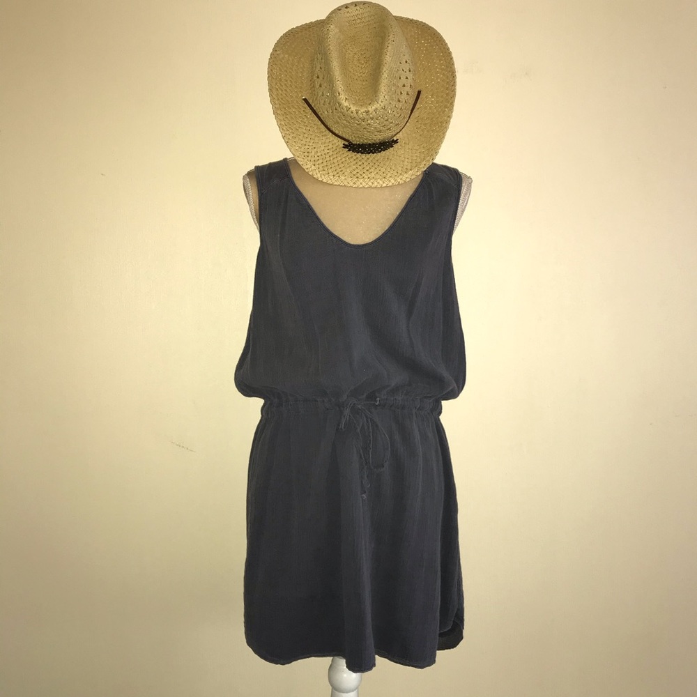 Velvet by Graham & Spencer Navy Sleeveless Drawstring Waist Dress